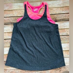 Old Navy Pink and Charcoal Layered Racerback Tank